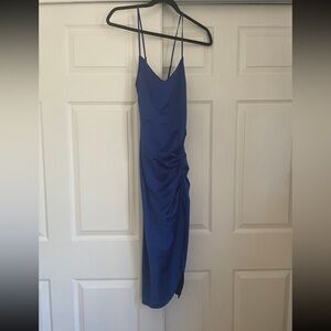 Cross Strapped Satin Midi Dress